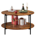 WLIVE Round Coffee Table, 32.6" Small Coffee Table with Storage Shelf, 2-Tier Circle Wood Center Table for Living Room, Apartment, Rustic Brown (Rustic Brown, 32.6" D x 32.6" W x 17.5" H)