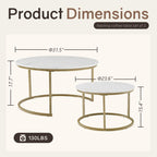 Otterease Nesting Tables Set of 2, Small Round Coffee Table for Living Room