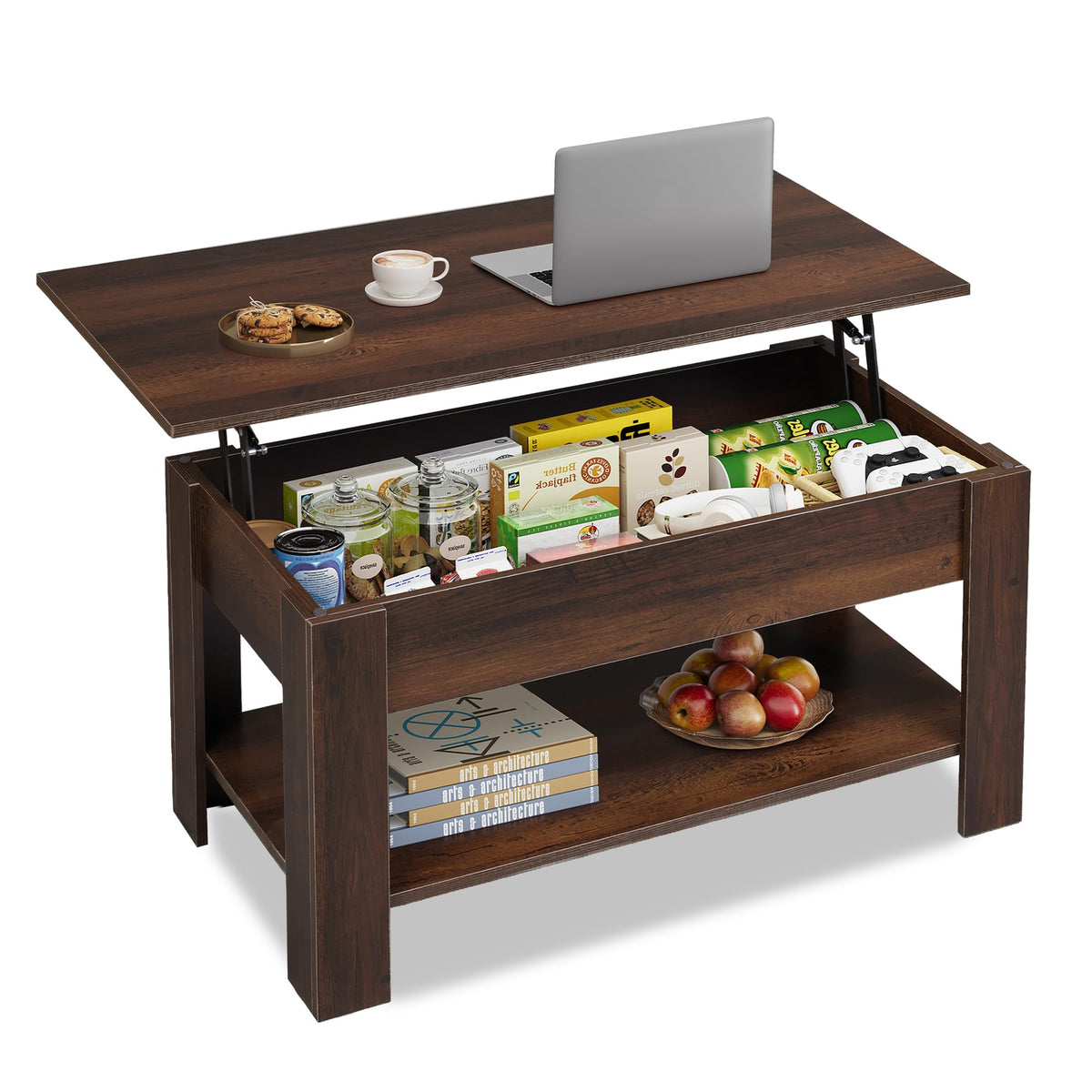 WLIVE Lift Top Coffee Table for Living Room/Dining/Office, Retro Espresso