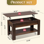 WLIVE Lift Top Coffee Table for Living Room/Dining/Office, Retro Espresso