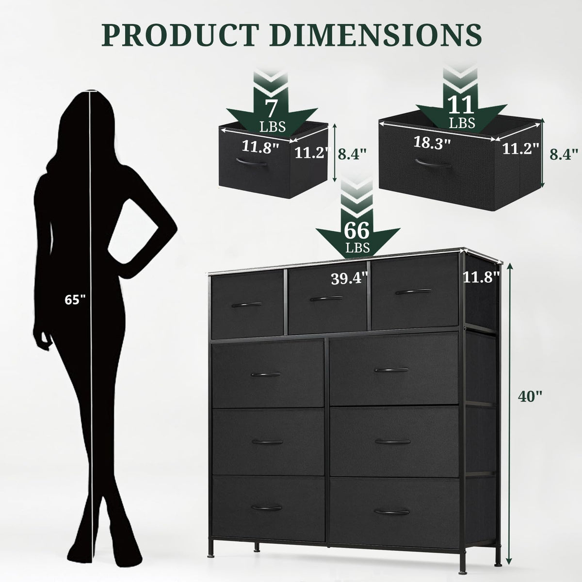 9-Drawer Dresser for Bedroom, Anti-Tip Tall Storage Organizer