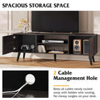 WLIVE TV Stand for 55 60 Inch TV, Mid Century Modern, Dark Black