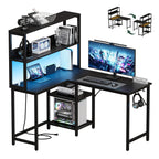 DUMOS L Shaped Desk, Gaming Desk, Power Outlet, 43 Inch