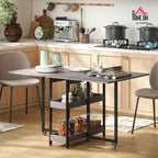 HOMCOM 30-130cm Folding Dining Table for 4 Drop-Leaf Kitchen Table, Grey