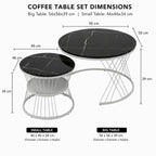 ARTROCK Set of 2 Modern Round Nesting Coffee Tables Metal Frame Living Room Center Table Space Saving Nesting Side Table Set 56cm and 46cm (Black Gold)