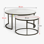 Device Bas with BROWN ART SHOPPEE Home Décor Furniture Round Side Coffee Table Sets,2 Piece Mdf Top Couch Table,Stacking Nesting Table With Iron Frame For Living Room Living Room Or Lounge (Brown)