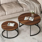 Device Bas with BROWN ART SHOPPEE Home Décor Furniture Round Side Coffee Table Sets,2 Piece Mdf Top Couch Table,Stacking Nesting Table With Iron Frame For Living Room Living Room Or Lounge (Brown)