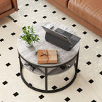 HOJINLINERO Round Coffee Table with Storage,Lift Top Coffee Table for Living Room Reception Room,2 Tier Small Round Table Dining Center,Grey
