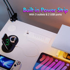 Ufurniture 160cm L-Shaped Gaming Desk with RGB LED Lights & Power Outlets