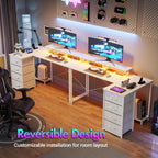 Ufurniture 160cm L-Shaped Gaming Desk with RGB LED Lights & Power Outlets