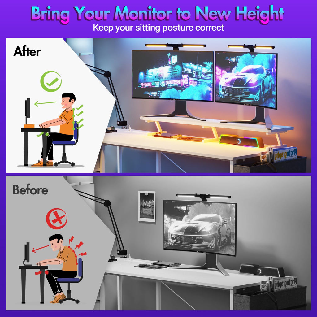 Ufurniture 160cm L-Shaped Gaming Desk with RGB LED Lights & Power Outlets