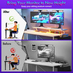 Ufurniture 160cm L-Shaped Gaming Desk with RGB LED Lights & Power Outlets