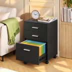 DEVAISE 3 Drawer Wood File Cabinet, Under Desk Filing Cabinet, Black