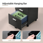 DEVAISE 3 Drawer Wood File Cabinet, Under Desk Filing Cabinet, Black