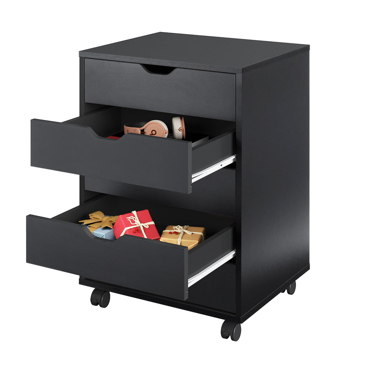 DEVAISE 5-Drawer Filing Cabinet, Under Desk file Cabinet, Black
