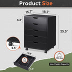 DEVAISE 5-Drawer Filing Cabinet, Under Desk file Cabinet, Black