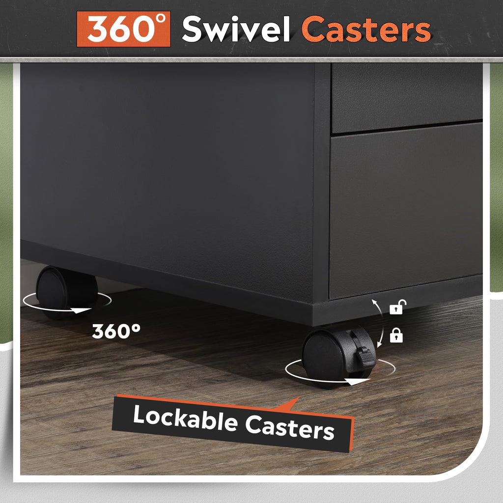 DEVAISE 5-Drawer Filing Cabinet, Under Desk file Cabinet, Black