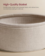 VASAGLE Small Round Side End Table, Small Nightstand with Fabric Basket