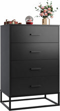 WLIVE Wooden Dresser for Bedroom with 4 Drawers, Black