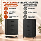 WLIVE Wooden Dresser for Bedroom with 4 Drawers, Black