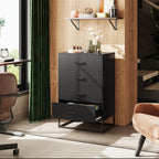 WLIVE Wooden Dresser for Bedroom with 4 Drawers, Black