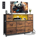 WLIVE LED Dresser TV Stand for 55 Inch TV, 8 Drawers, Brown