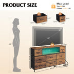WLIVE LED Dresser TV Stand for 55 Inch TV, 8 Drawers, Brown