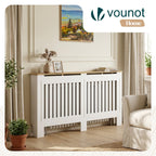VOUNOT® Radiator Cover Cabinet with Vertical Slats, White Oak, 152x19x82cm