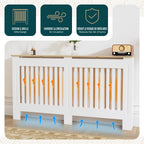 VOUNOT® Radiator Cover Cabinet with Vertical Slats, White Oak, 152x19x82cm
