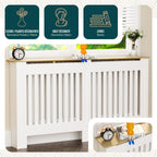 VOUNOT® Radiator Cover Cabinet with Vertical Slats, White Oak, 152x19x82cm