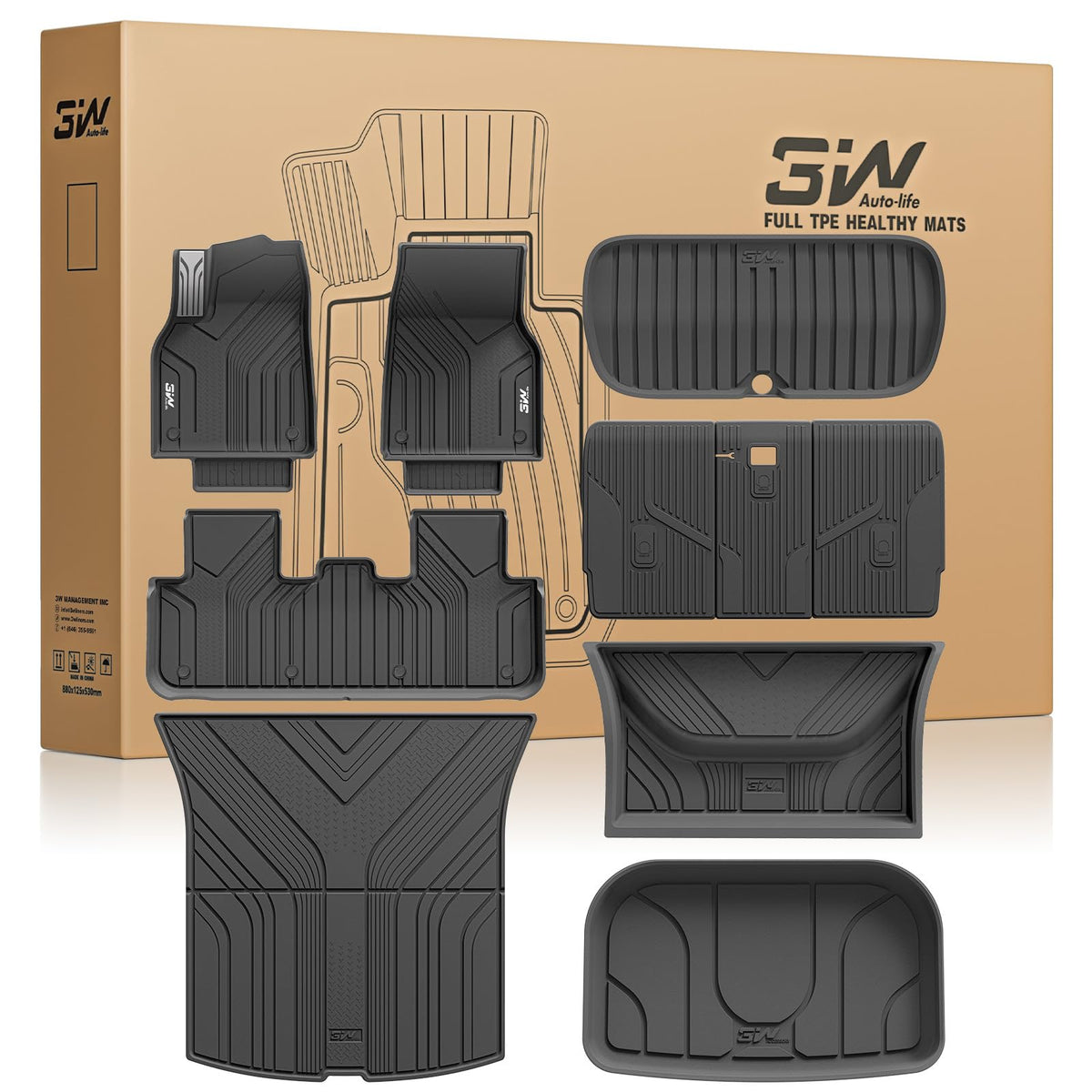 3W Tesla 2025 2026 2027 New Model Y Juniper Floor Mats & Cargo Liners 10PCS