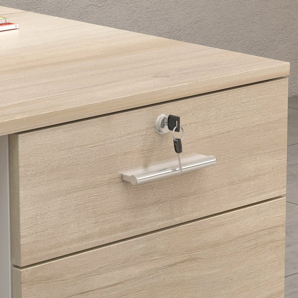FUFU&GAGA Modern/Contemporary Off-White Reception Desk with Drawers, Shelves, and Lockable Cabinet