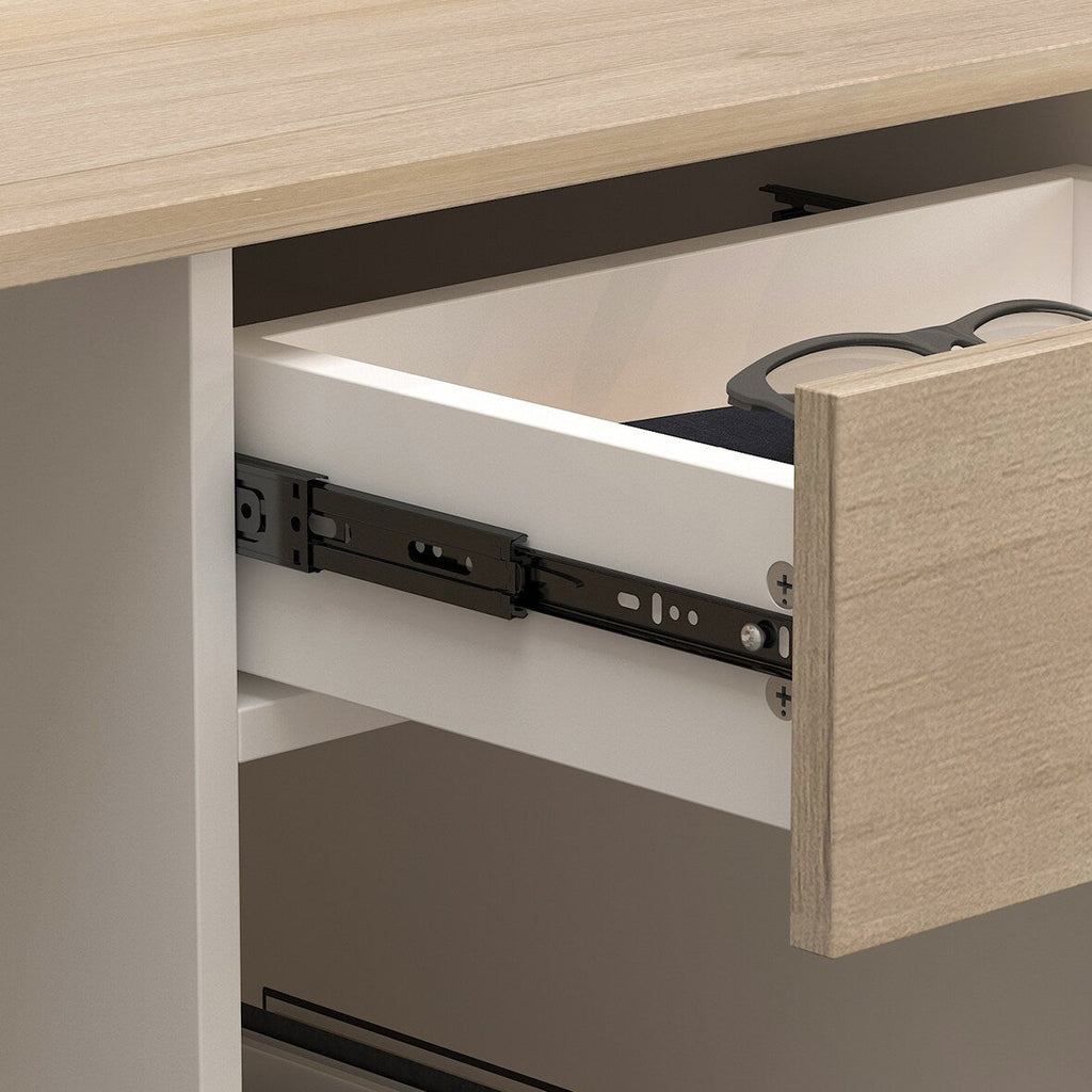 FUFU&GAGA Modern/Contemporary Off-White Reception Desk with Drawers, Shelves, and Lockable Cabinet