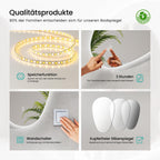 EMKE Bathroom Mirror with Lighting, 60 x 45 cm, Asymmetrical Mirror with Touch, 3 Light Colours, Dimmable, Anti-Fog, Bathroom Mirror with Lighting, IP44, Energy-Saving, LED Bathroom Mirror