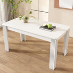 Merax Rectangular Dining Table with White Table, Sturdy Oak Wood with 4 Legs, Modern, Easy to Clean, Dining Room and Kitchen