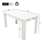 Merax Rectangular Dining Table with White Table, Sturdy Oak Wood with 4 Legs, Modern, Easy to Clean, Dining Room and Kitchen