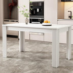 Merax Rectangular Dining Table with White Table, Sturdy Oak Wood with 4 Legs, Modern, Easy to Clean, Dining Room and Kitchen