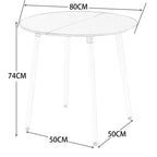 Modern Round Dining Table with White Top, Sturdy Metal Frame and Beech Wood Legs for Dining Room and Office, 80 x 80 x 75 cm