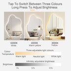Irregular Cloud Shaped Bathroom Mirror With LED Light, Frameless Wall Mirror, Decorative Mirror,3 Colours Of Light, Single Touch Button 20-200cm Body Sensor, Infinitely Dimmable,(Size:40X60CM)