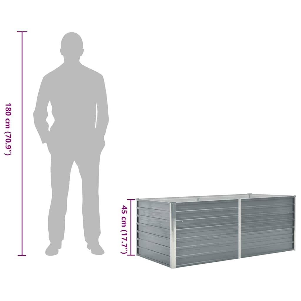 vidaXL Raised Garden Bed 63"x31.5"x17.7" Galvanized Steel Gray