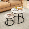 HOJINLINERO Round Coffee Table Set of 2,Small Coffee Table for Small Spaces