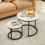 HOJINLINERO Round Coffee Table Set of 2,Small Coffee Table for Small Spaces