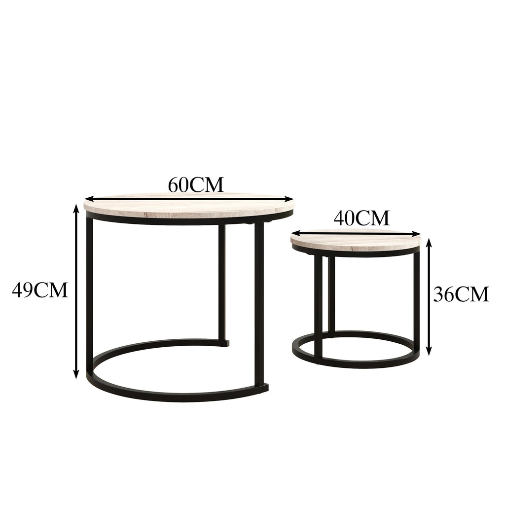 HOJINLINERO Round Coffee Table Set of 2,Small Coffee Table for Small Spaces