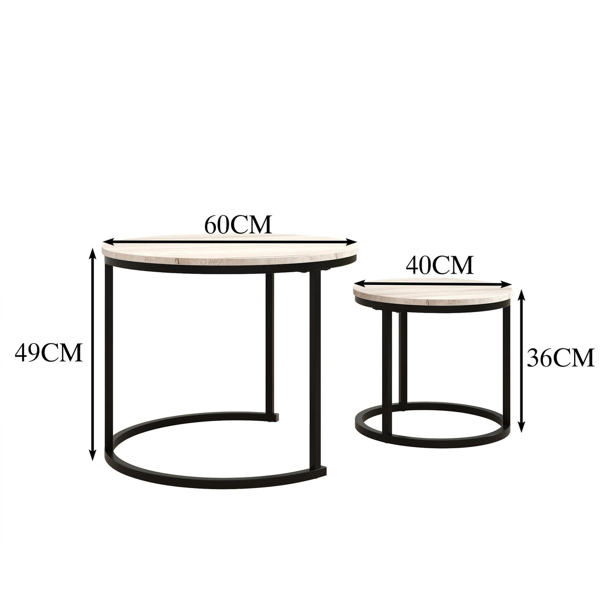 HOJINLINERO Round Coffee Table Set of 2,Small Coffee Table for Small Spaces