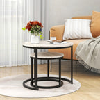 HOJINLINERO Round Coffee Table Set of 2,Small Coffee Table for Small Spaces
