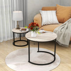 HOJINLINERO Round Coffee Table Set of 2,Small Coffee Table for Small Spaces