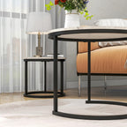 HOJINLINERO Round Coffee Table Set of 2,Small Coffee Table for Small Spaces