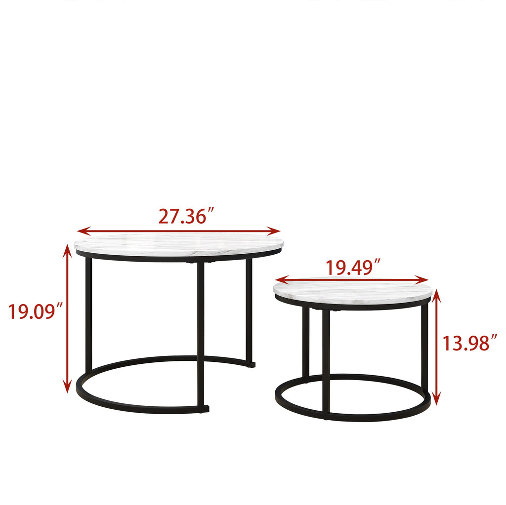 HOJINLINERO Round Coffee Table Set of 2,End Tables Side Table Living Room