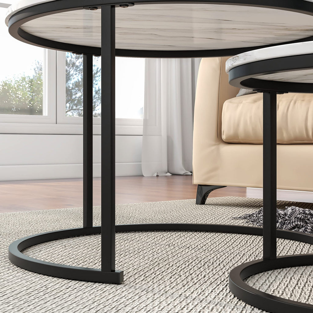 HOJINLINERO Round Coffee Table Set of 2,End Tables Side Table Living Room