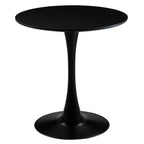 27.5" Small Round Dining Table, Modern Tulip Style Table for 1-2 People, Space-Saving Table for Dining Room, Kitchen, or Cafe, Black Pedestal Base